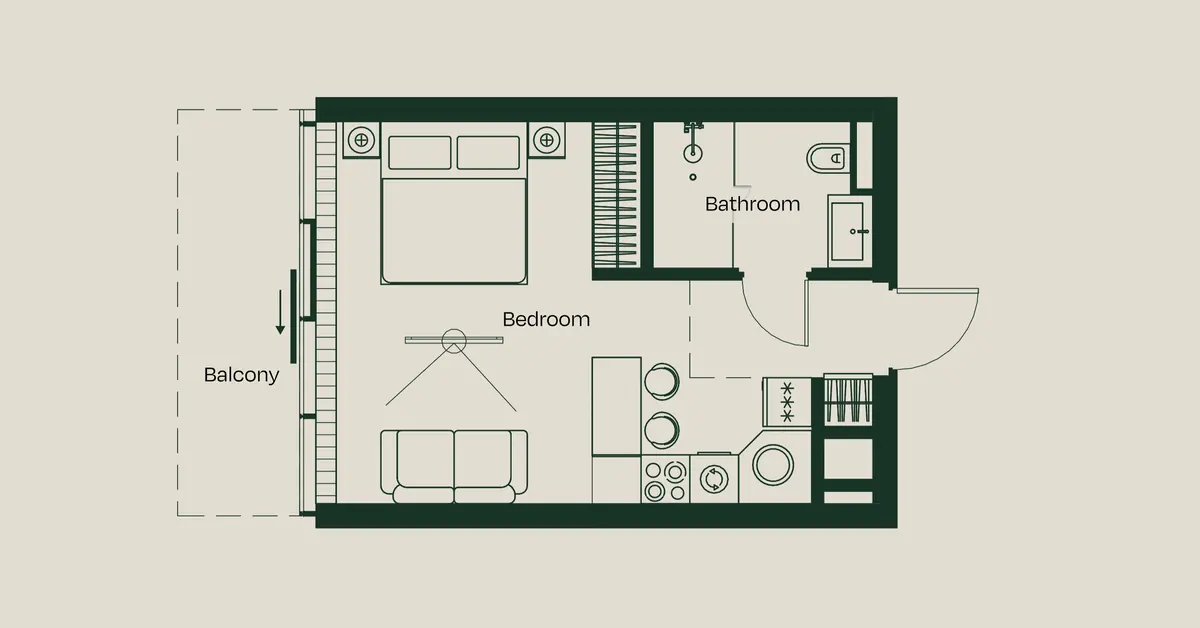 Studio floor plan, Tower A